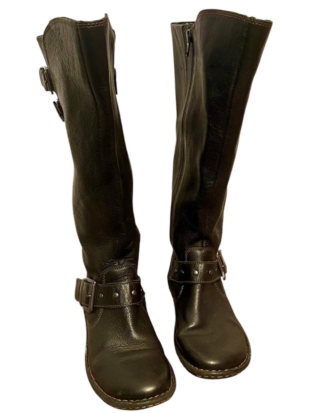 boc Black Knee-High Buckle Combat Boots